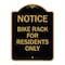 Signmission Sign Bike Rack for Residents Only, Black & Gold Aluminum Sign, 18" x 24", BG-1824-23530 A-DES-BG-1824-23530 - alternate 1